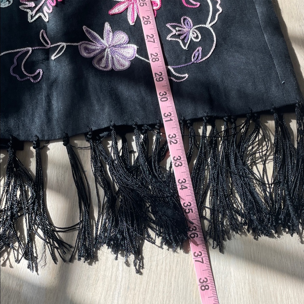 Black Linen Embroidered coverup - Picture 8 of 10